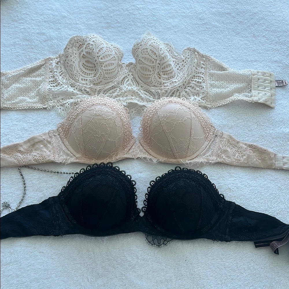 Elegant Lace Bra Set - Black, Cream, Tan